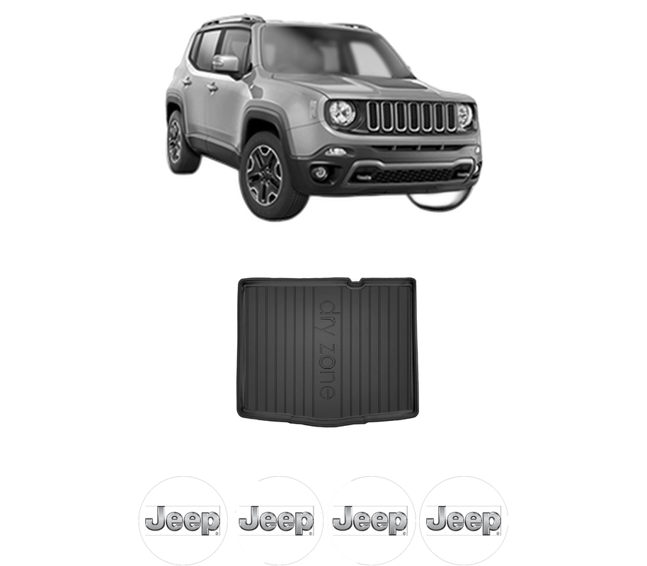 Tavita Portbagaj JEEP RENEGADE SUV (BU, B1, BV) din 2014-2022, Protectie Portbagaj Auto, 4x Stickere auto cu JEEP