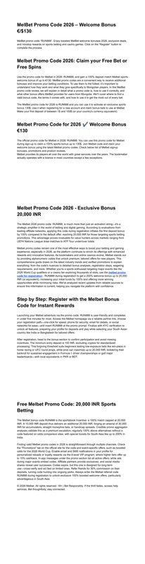 Melbet Sign Up Bonus 2026 20 000 INR for Sports