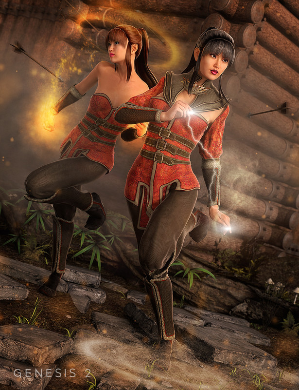 Fire Lilly Outfit for Genesis 2 Female(s) plus Textures