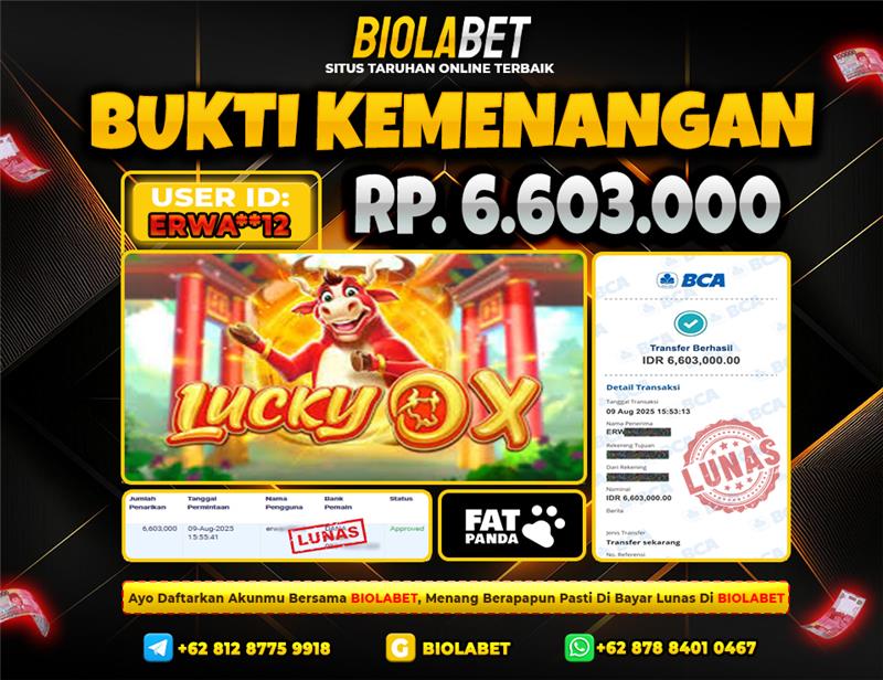 BIOLABET JACKPOT Fat Panda Rp.6.603.000,- LUNAS