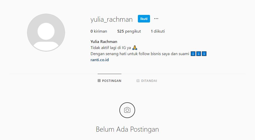 Akun instagram Yulia Rachman