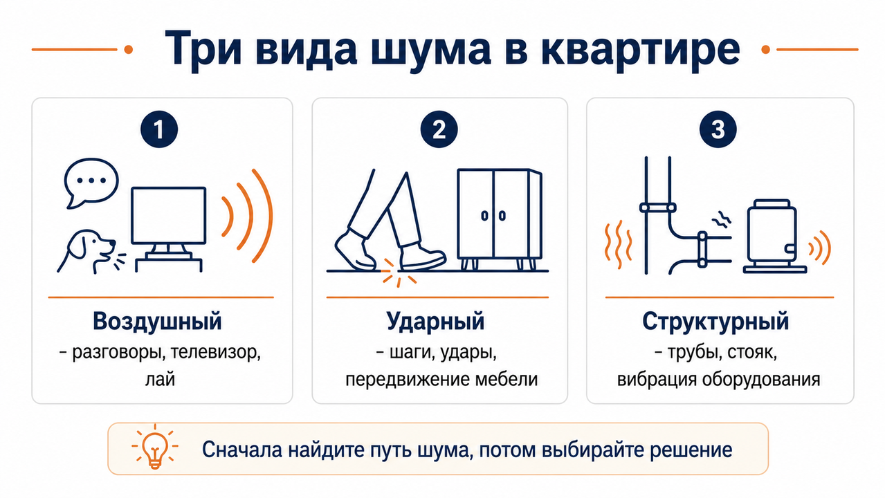 воздушный ударный и структурный шум в квартире