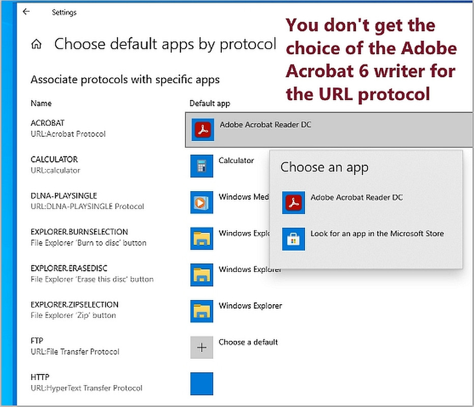 How do I get Adobe Acrobat 6 (the writer) to be my default when I