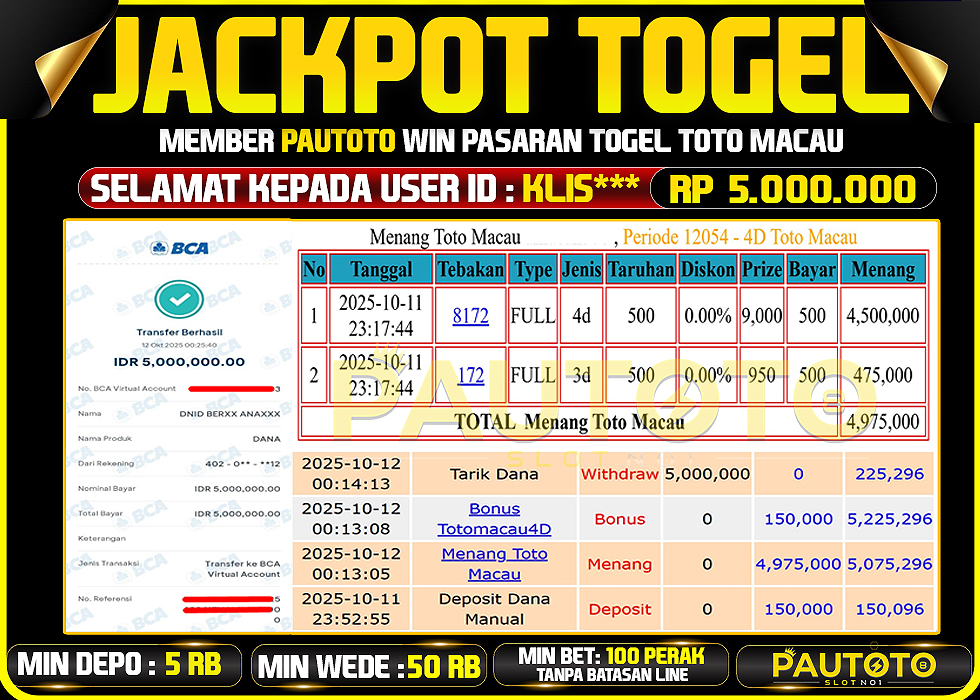 BUKTI JACKPOT LUNAS PAUTOTO