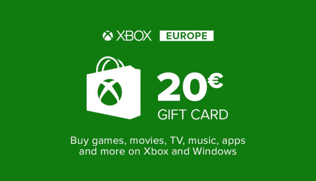 carte cadeau xbox live 20eur eur20 card xbox one xbox series x s pc jeu microsoft store europe cover
