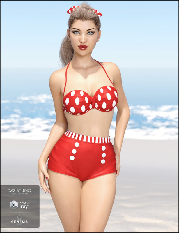 High Waist Pinup Bikini for Genesis 8 Female(s)