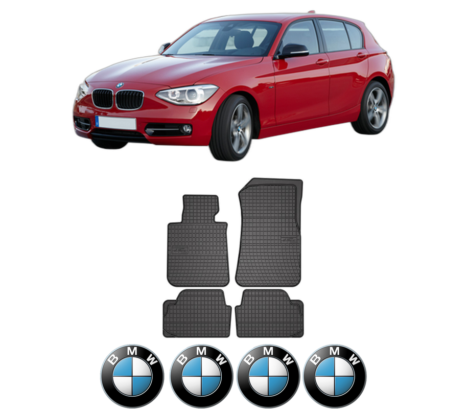 Set covorase presuri BMW Seria 1 Van (F20) din 2015-2019, auto, din cauciuc thermoplastic, 4 Stickere auto cu BMW Seria