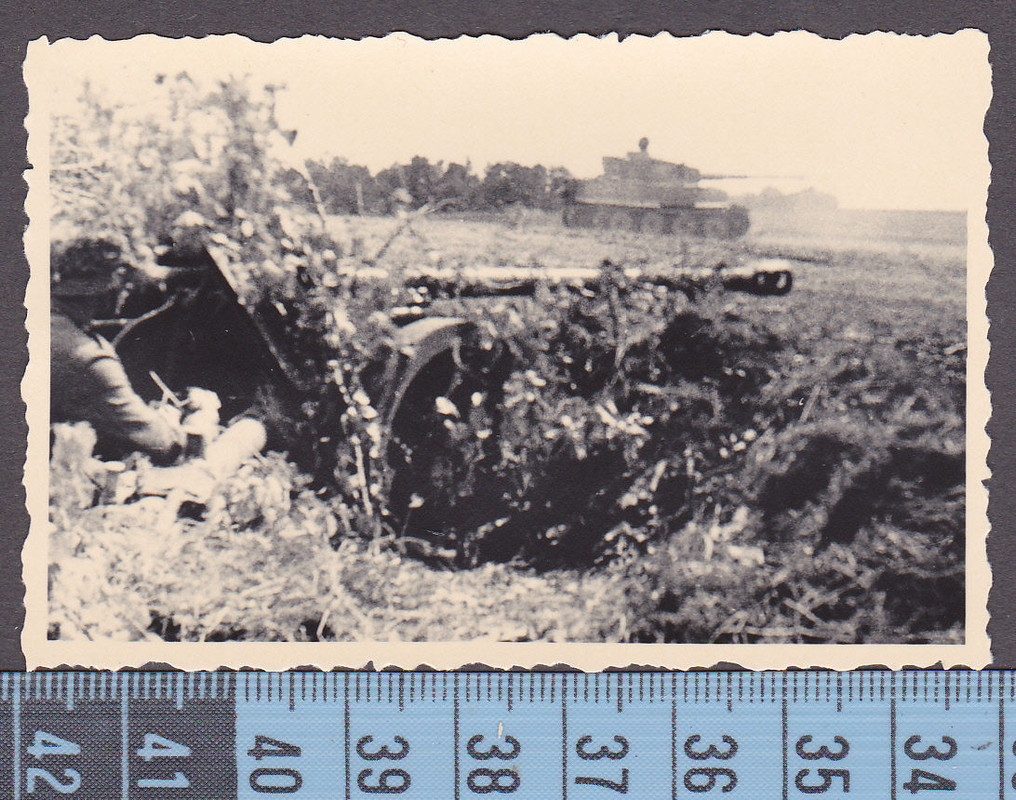 2.WK.Kameraden mit Geschütz vor Panzer Tank Tige