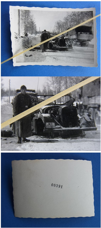 Foto Ostfront zerstörter Pkw Wehrmacht