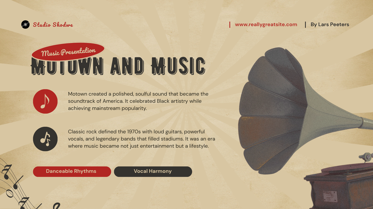 Cream Red Vintage Retro Music Presentation