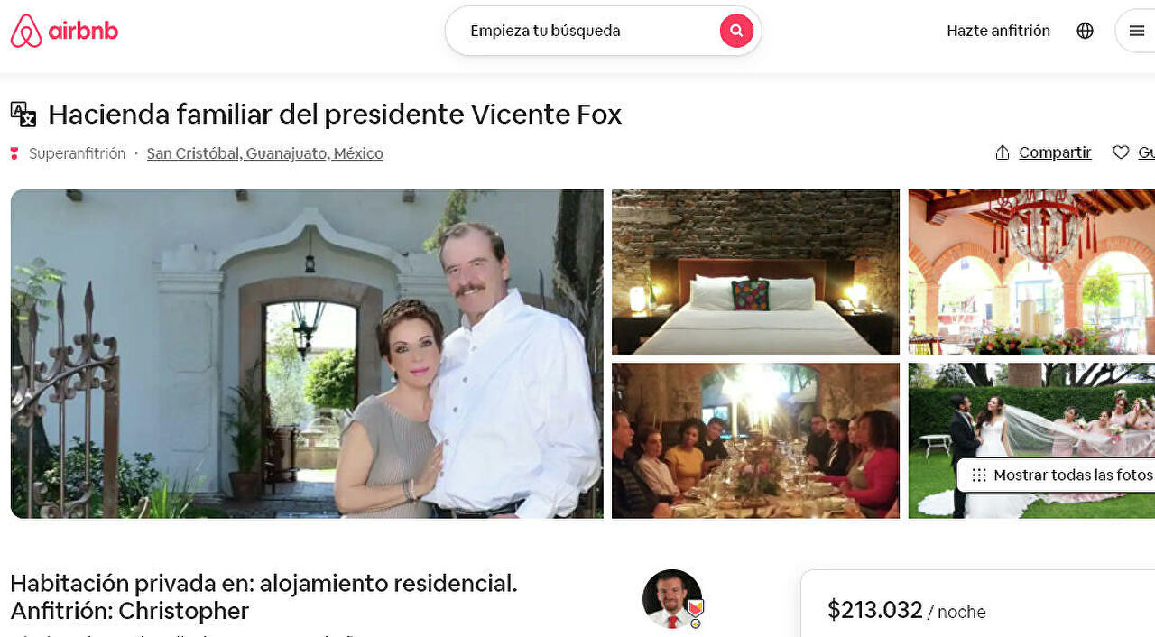 Vicente Fox renta su hacienda en Guanajuato por 212 mil pesos la noche