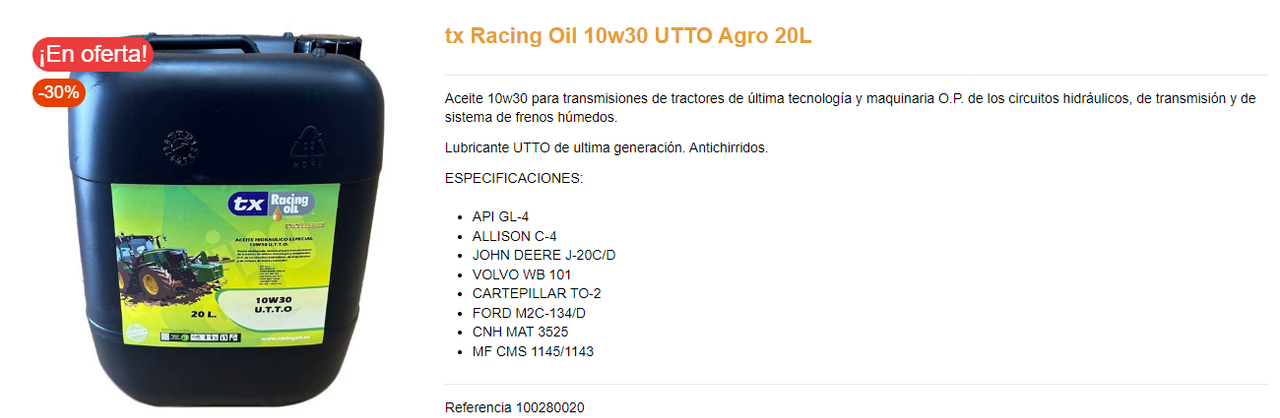 Ebro 160 - [Ebro 160 D] Aceite caja de cambios Aceite-tx-racing20l