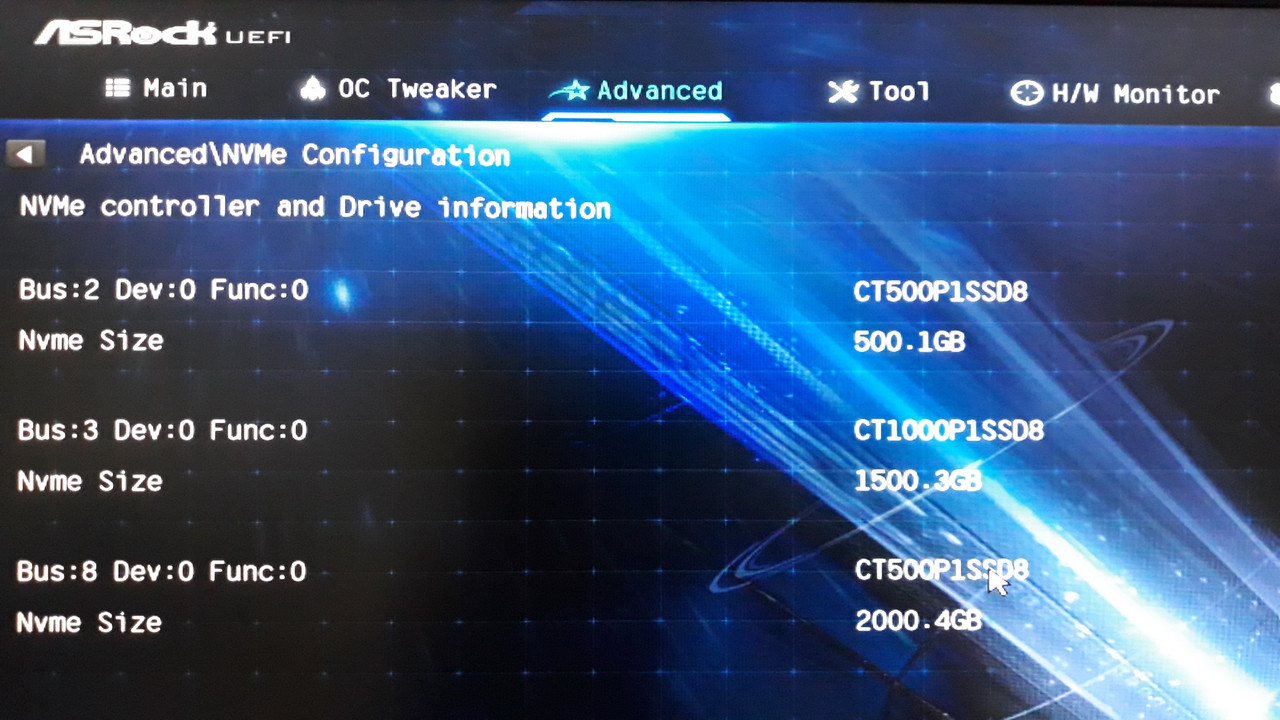 Incorrect ordering and size of NVME disks in BIOS - ASRock Forums