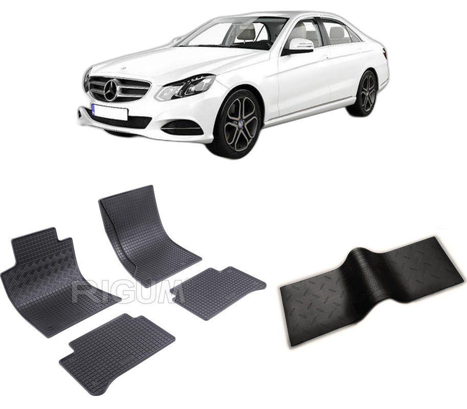 Set covorase auto MERCEDES E-CLASS W211 din 2002-02.2009, cu covoras tunel median, CAROSERIE SEDAN W210, Presuri cauciuc 100%, compatibil cu autoturismul MERCEDES E-CLASS W211, Rigum
