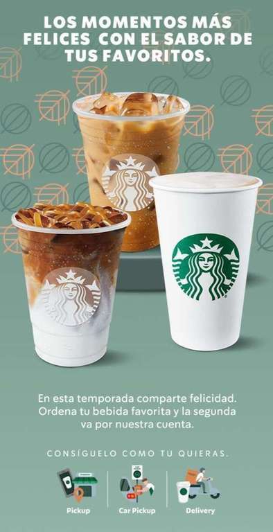 Starbucks Rewards - 2x1 todo el día en bebidas participante