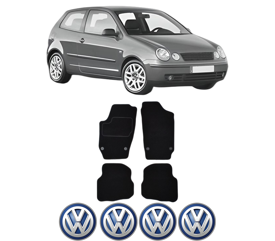 Set Covorase Presuri Volkswagen POLO IV (9N_, 9A_) din 2001-2009, Auto, Material Textil Mocheta, 4 Stickere auto cu Volkswagen
