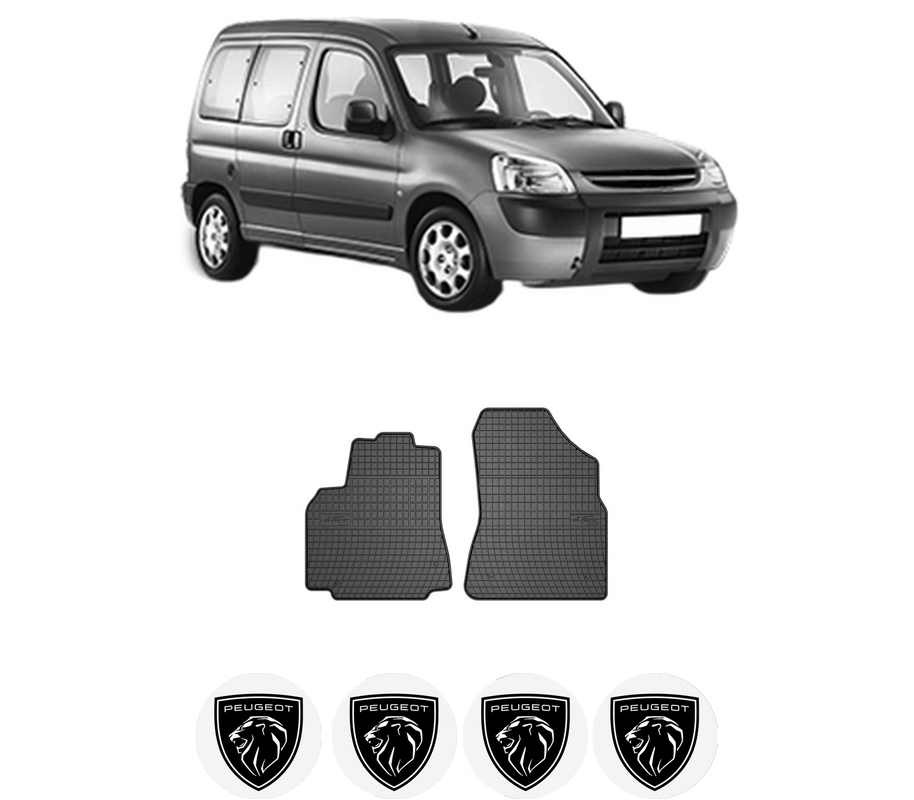 Set covorase presuri PEUGEOT PARTNER TEPEE din 2008-2018, auto, din cauciuc thermoplastic, 4 Stickere auto cu PEUGEOT