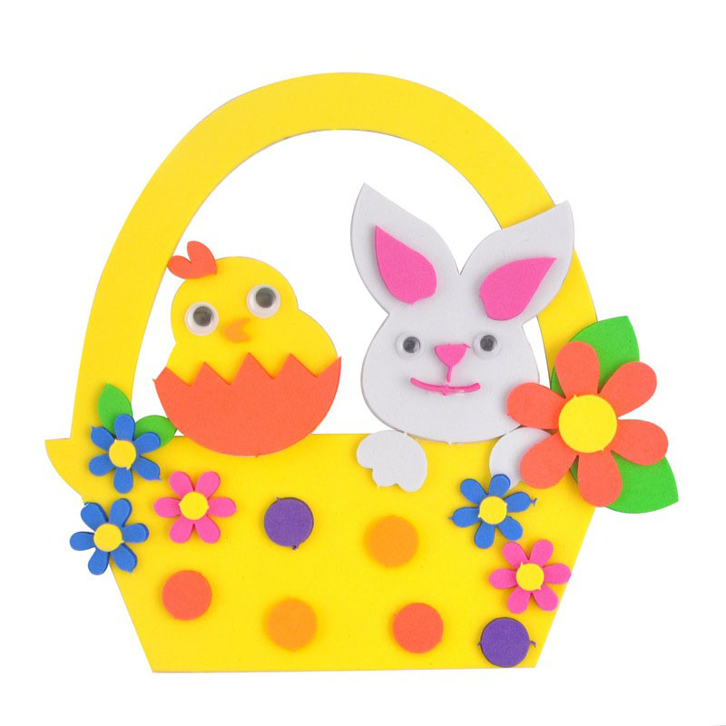 5-Pack The Chick and the Rabbit Easter EVA Craft Basket Kit – DIY Creative Art & Craft Supplies for Kids, Perfect for Parent-Child Activities and Holiday Decorations