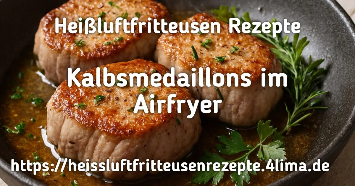 Fertig angerichtete Kalbsmedaillons aus der Heißluftfritteuse – rosa gegart, saftig und servierfertig