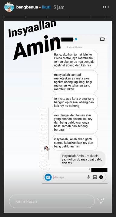 Unggahan Instagram Pablo Benua