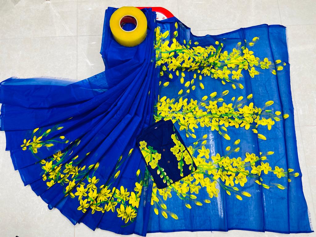 Hand Print Sharee Panjabi Couple Set