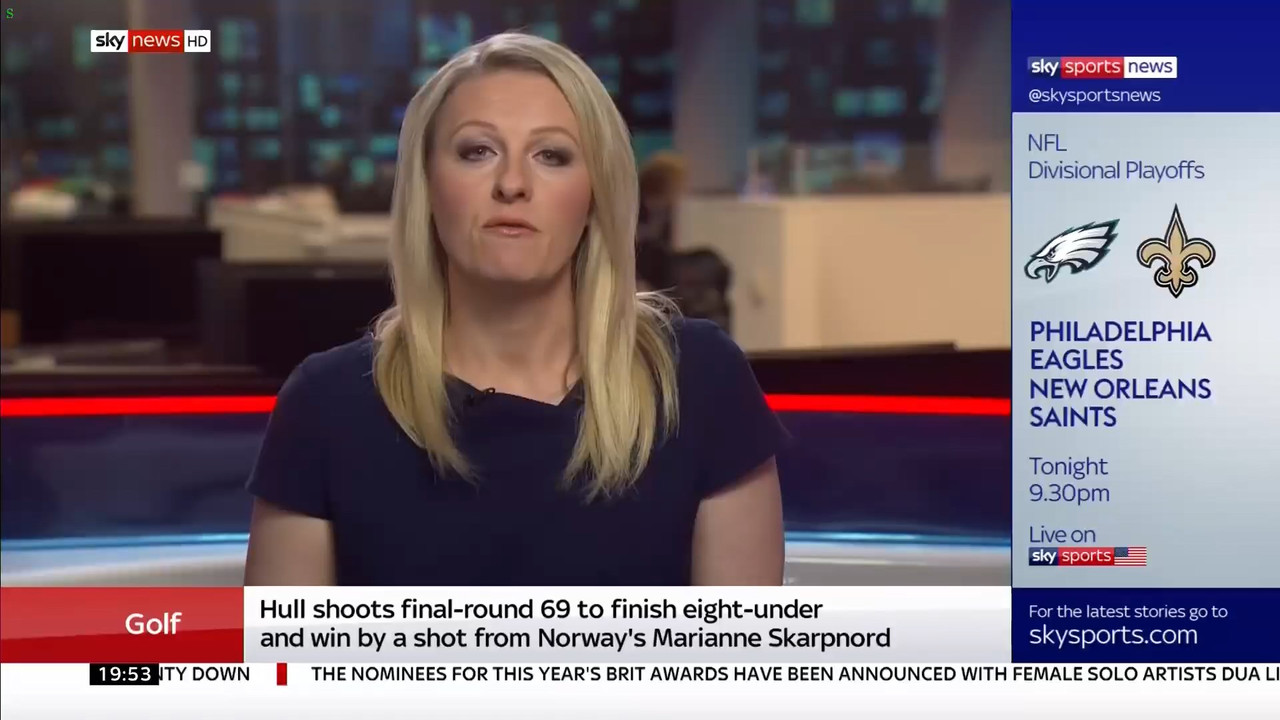 13 January - 19.30.00 - Sportsline. Sky News presents the news a