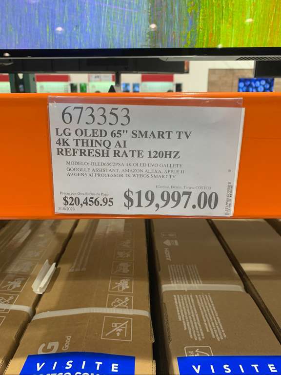 LG Oled C2 de 65 Pulgadas en tienda física, Costco Puebla.