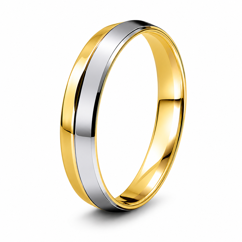 Кольцо из вольфрама "California" chromium+18k yellow gold — Вольфрам