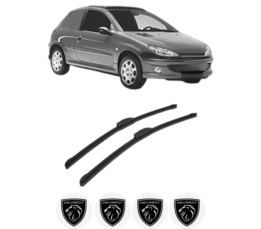 Set stergatoare auto PEUGEOT 206 Van din 2001-2009, pentru parbriz auto, 2 bucati, Bosch Aerotwin Retrofit, din cauciuc siliconat rezistent, 4 Stickere Auto PEUGEOT