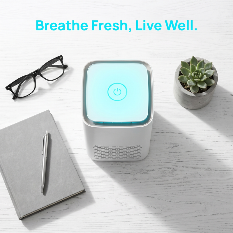 Mini Air Purifier with Essential Oil Diffuser White