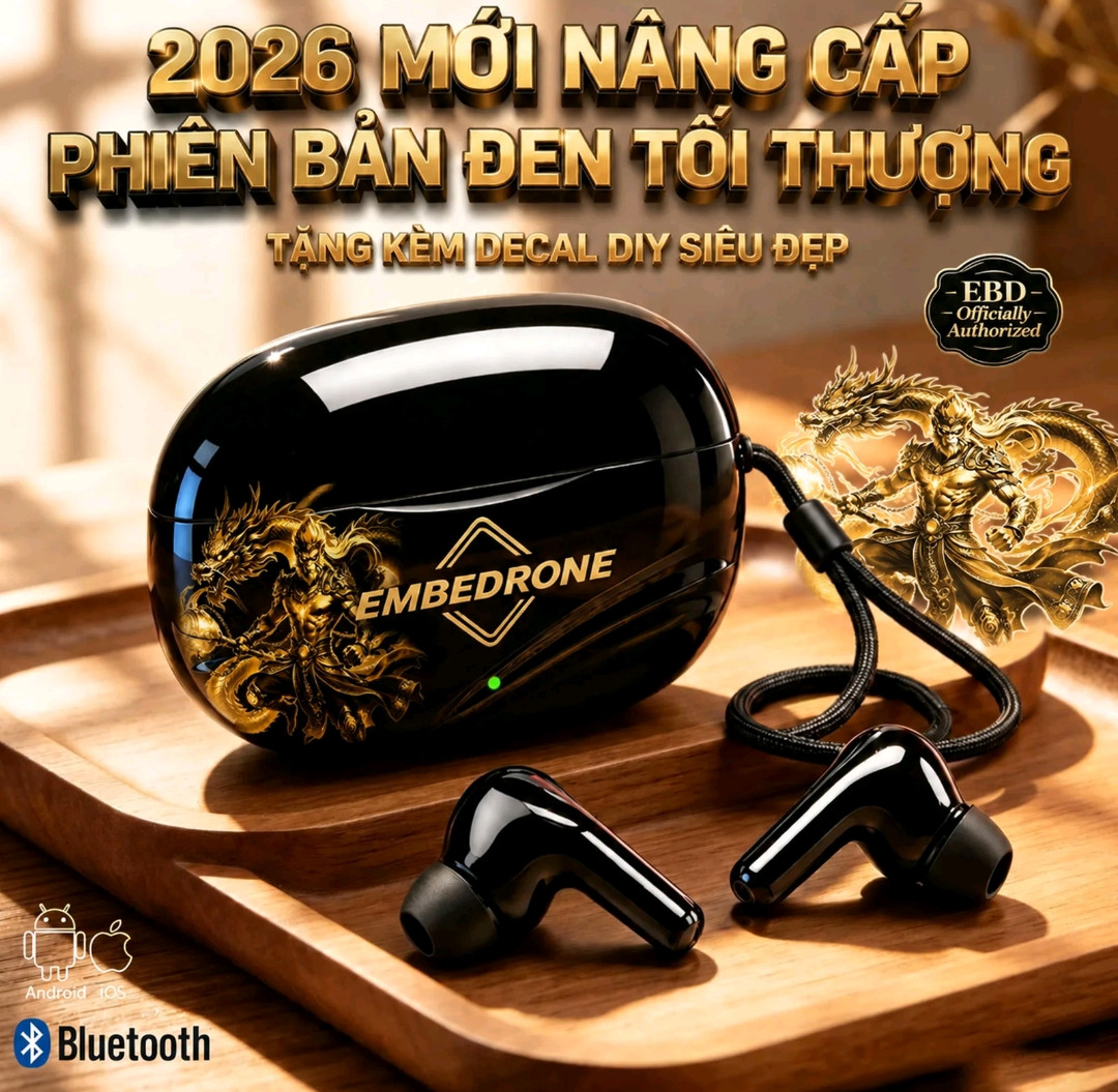 Tai nghe Bluetooth EMBEDRONE Phiên bản Đen Tối Thượng – Nâng cấp 2026