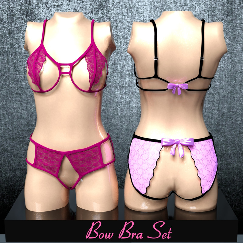 Classic Underwear Bow Bra Set for G3F Classic Underwear Bow Bra Set for G3F