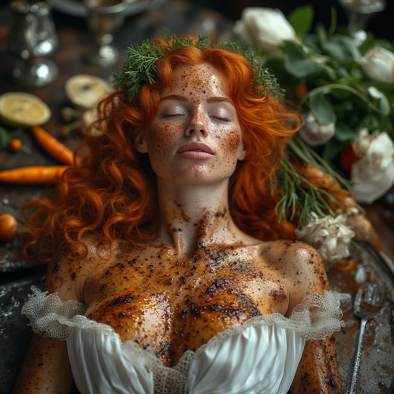 Garden wedding wom Redhair roasted a dress 0 01