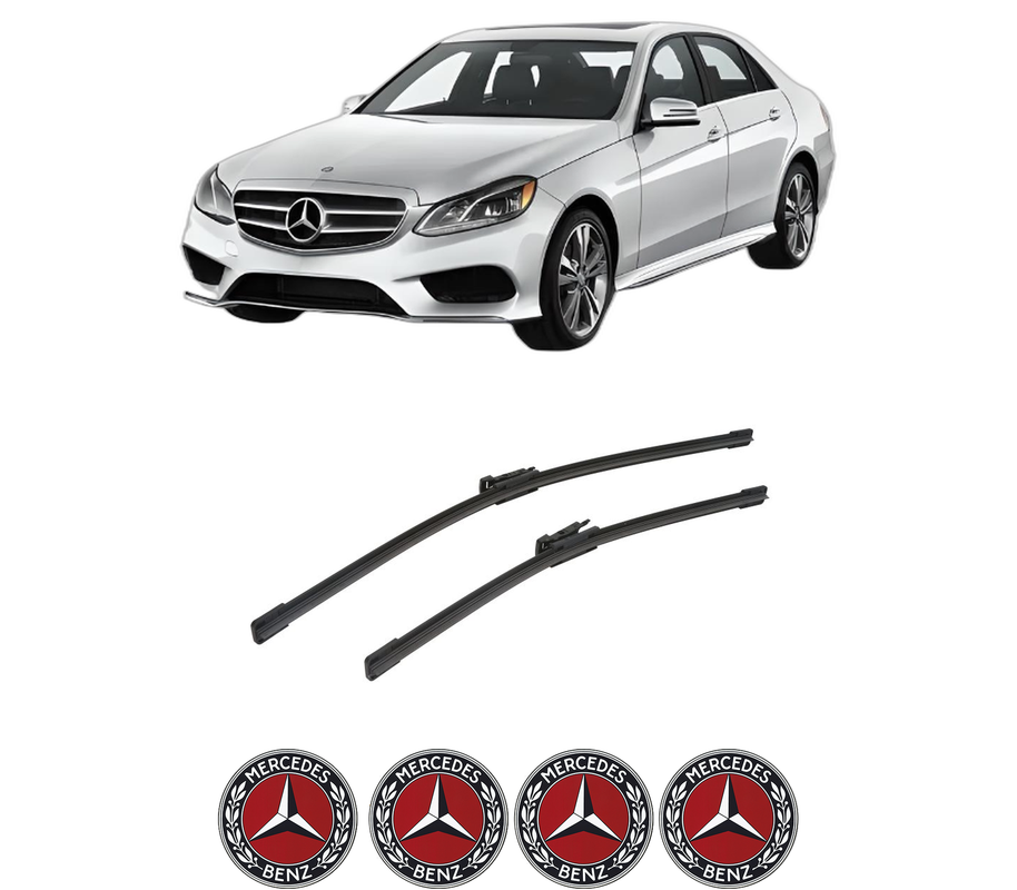 Set stergatoare auto MERCEDES-BENZ E-CLASS (W213) din 2016-2023, pentru parbriz auto, 2 bucati, Bosch Aerotwin, din cauciuc siliconat rezistent, 4 Stickere Auto MERCEDES-BENZ