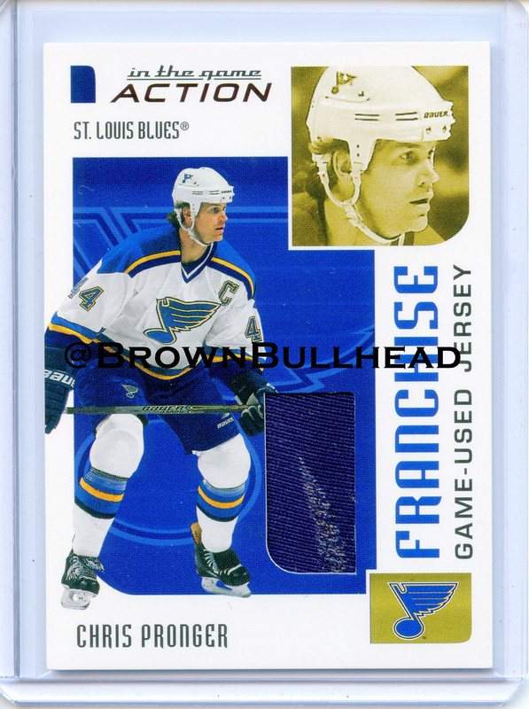 2003-04 ITG Action Jerseys #M-265 [Chris Pronger] [St. Louis Blues] [Franchise] [~100] [swatch=blue]