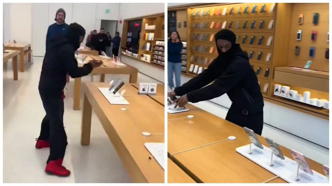 Ladrón se roba 49 iPhones de una tienda de Apple frente a la policía: video