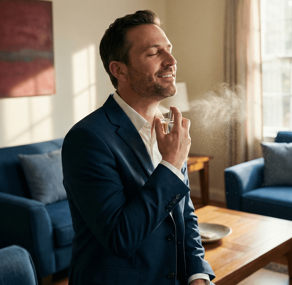 Hombre eligiendo perfume