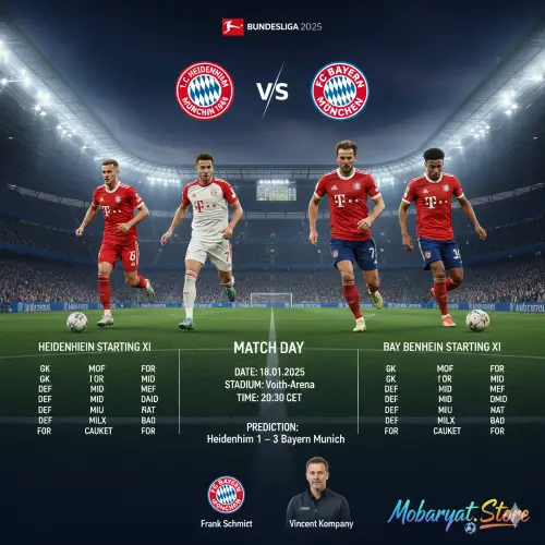 مباراة هايدنهايم ضد بايرن ميونخ في الدوري الألماني 2025 - مواجهة بين القمة والقاع