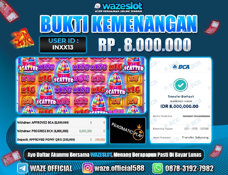 BUKTI KEMENANGAN 10 JUNI 2025 DI GAME SUGAR RUSH 1000