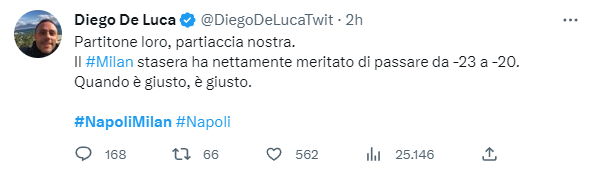 vittoria milan a napoli da 23 a 20