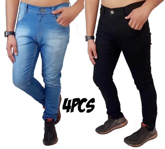 Kit Com 4 calças jeans masculina Elastano Lançamento