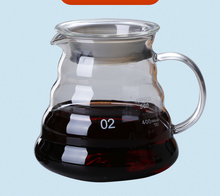 600ml Borosilicate Glass Coffee Server - Heat Resistant "Cloud" Pour Over Carafe with Lid - Large Drip Coffee Sharing Pot for Home & Office (2-4 Cups)