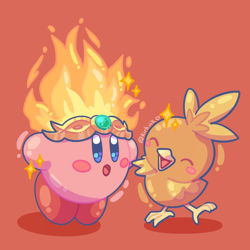 kirby-torchic-and-fire-kirby-pokemon-and