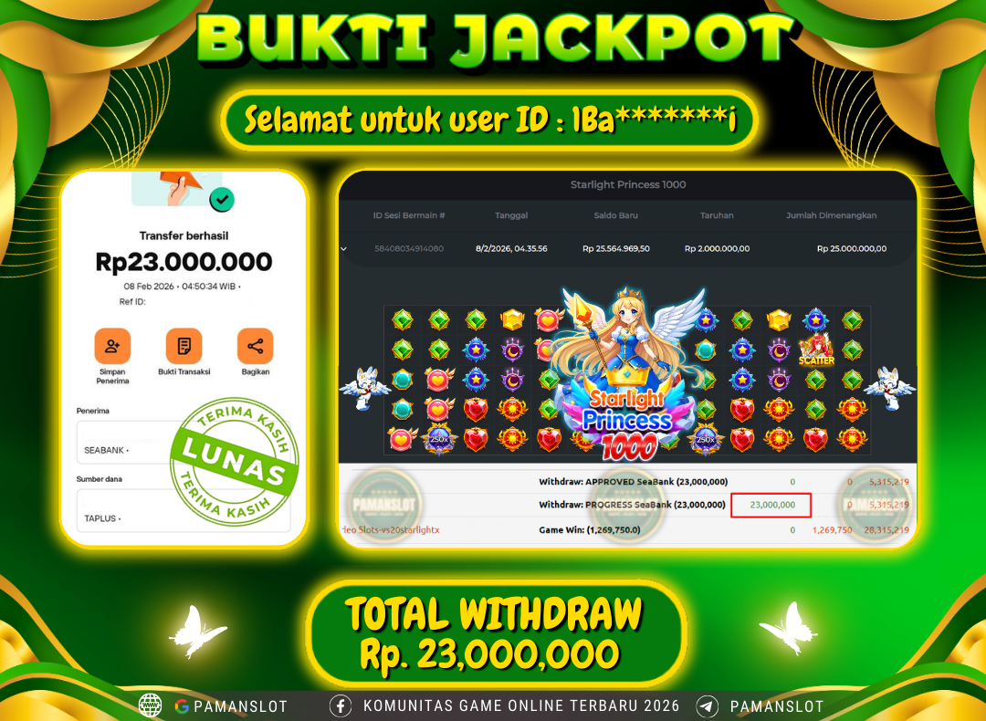 PAMANSLOT JACKPOT Game PP - Starlight Princess 1000 Rp.23,000,000- LUNAS