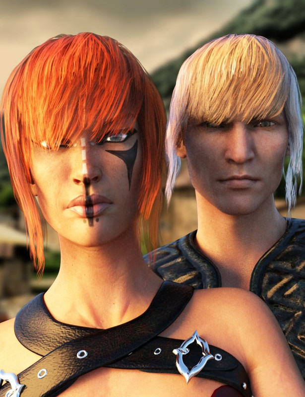 Kokoro Hair for Genesis 3 Female(s) and Male(s)