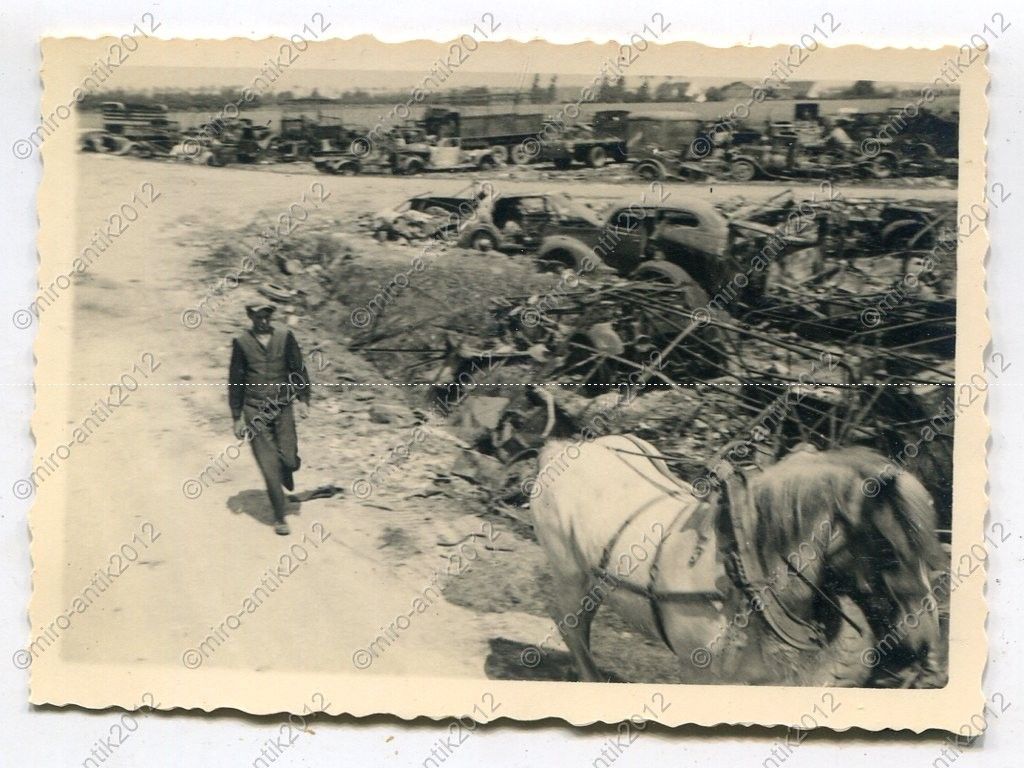 Foto, zerstörte feindliche PKW, Einsatz Dünkirch