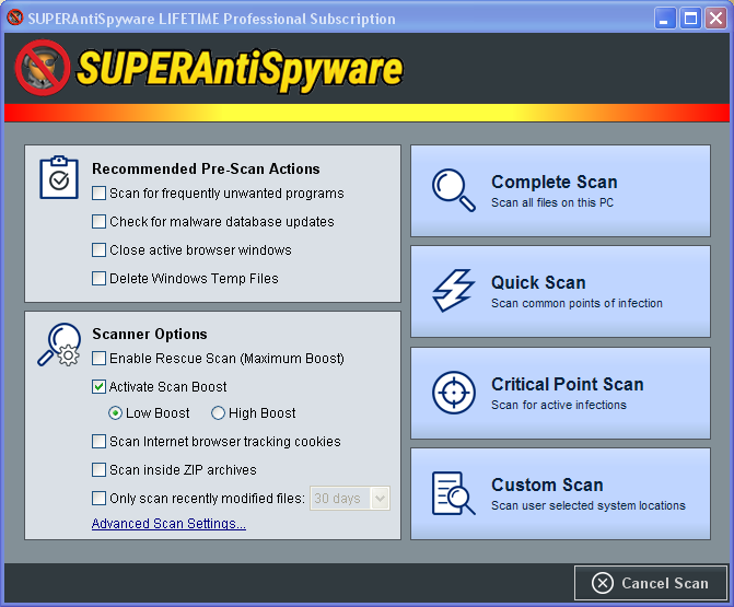 SUPERAnti-Spyware-10-0-1266-Scan-Options