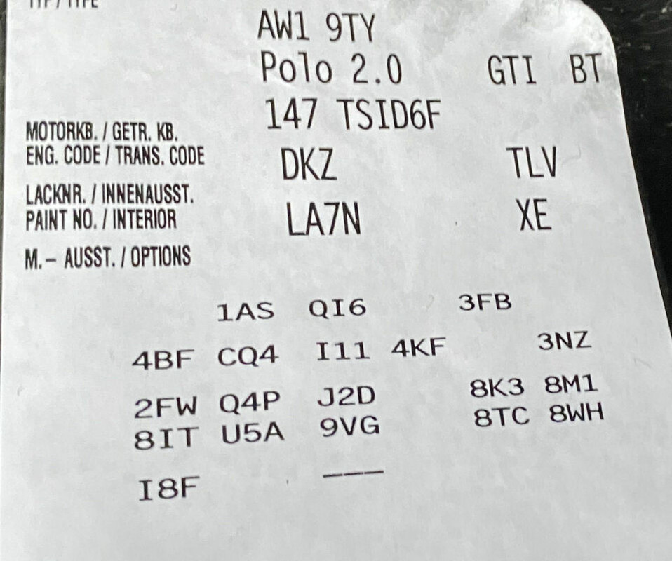 POLO AW GTI PR CODE 1