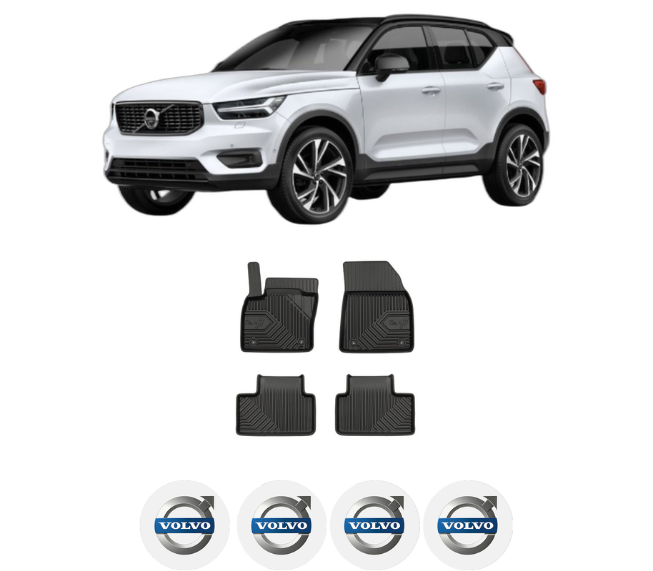 Set covorase presuri VOLVO XC40 (536) din 2017-2023, auto, din cauciuc thermoplastic, 4 Stickere auto cu VOLVO