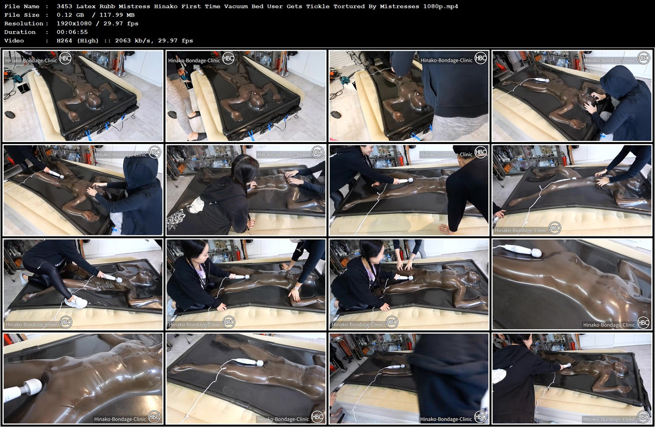 3453 Latex Rubb Mistress Hinako First Time Vacuum Bed User Gets Tickle Tortured By Mistresses 1080p